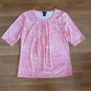 Ann Taylor Coral Cream Keyhole Short Sleeve Shirt
